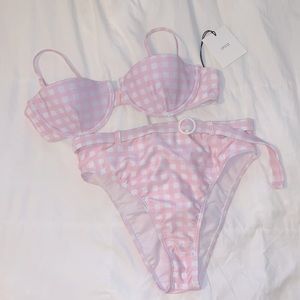 onia Dalia Baby Pink & White Gingham Bikini - NWT